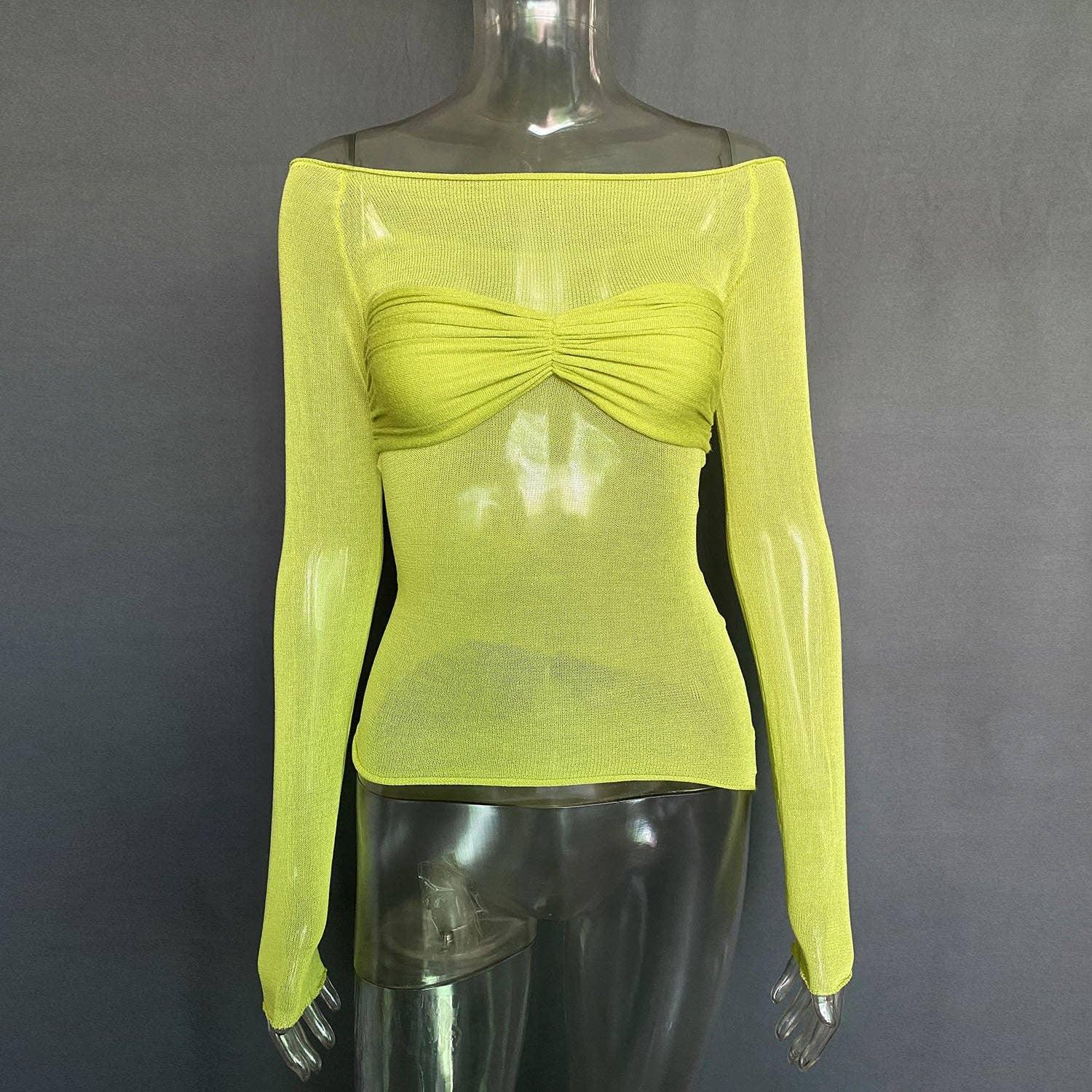 Ladies Solid See Through Cross Daily Top 21064 - SWEETKAMA