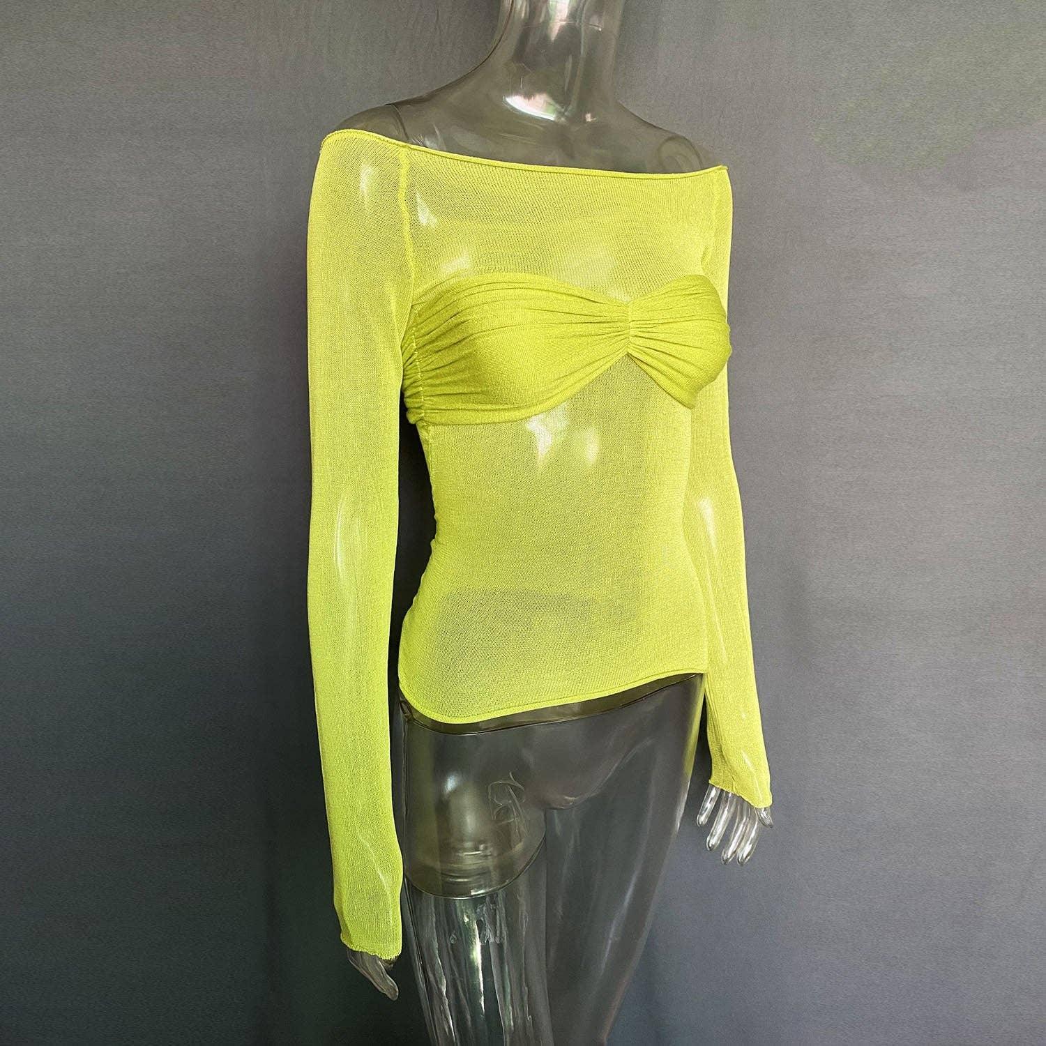 Ladies Solid See Through Cross Daily Top 21064 - SWEETKAMA