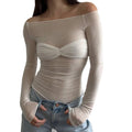 Ladies Solid See Through Cross Daily Top 21064 - SWEETKAMA
