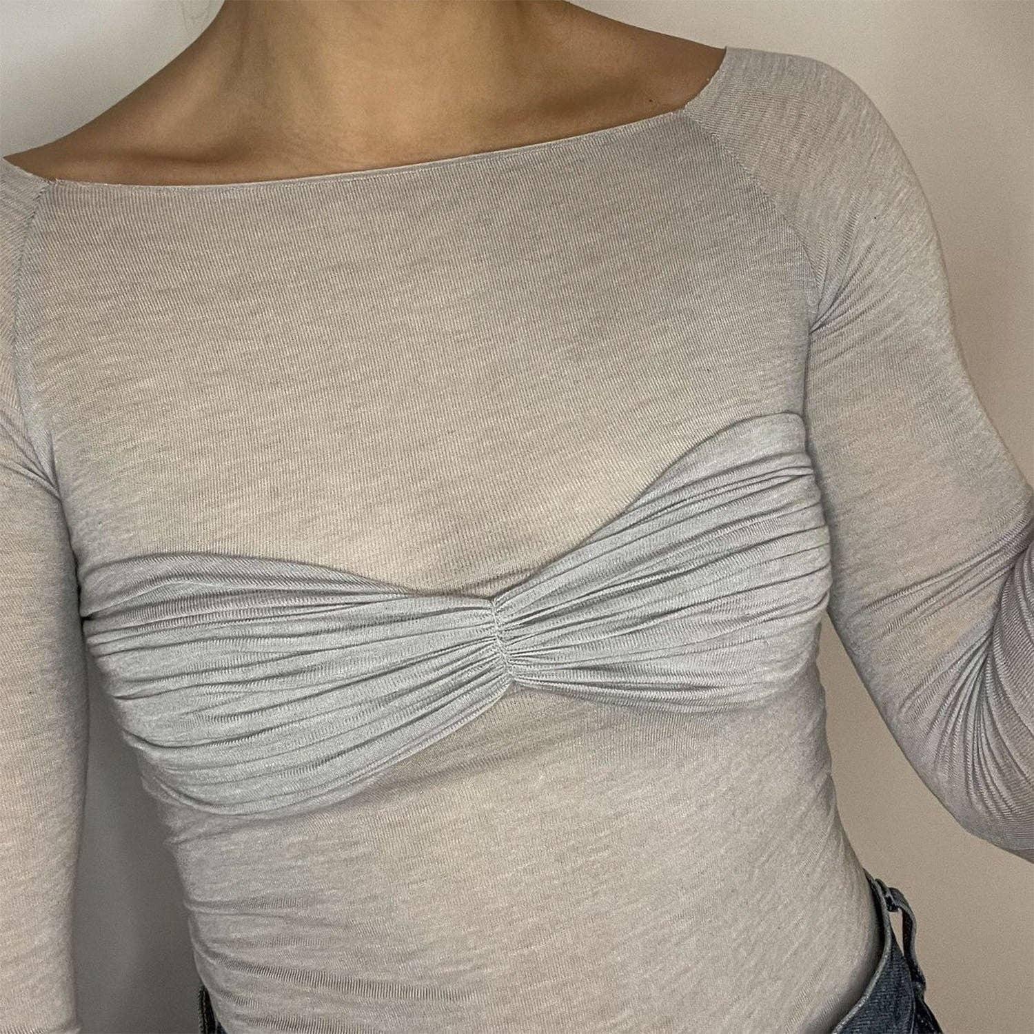 Ladies Solid See Through Cross Daily Top 21064 - SWEETKAMA
