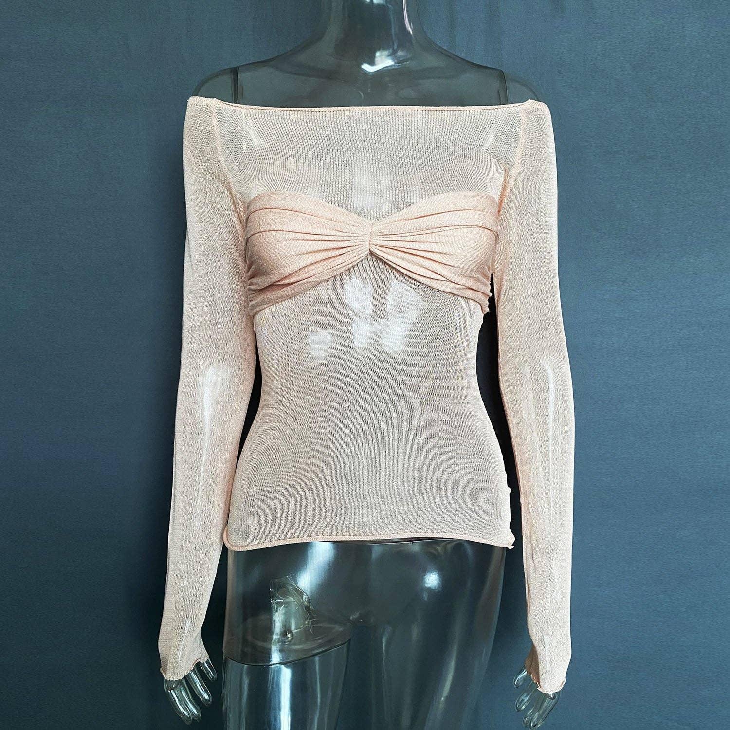 Ladies Solid See Through Cross Daily Top 21064 - SWEETKAMA