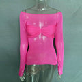 Ladies Solid See Through Cross Daily Top 21064 - SWEETKAMA