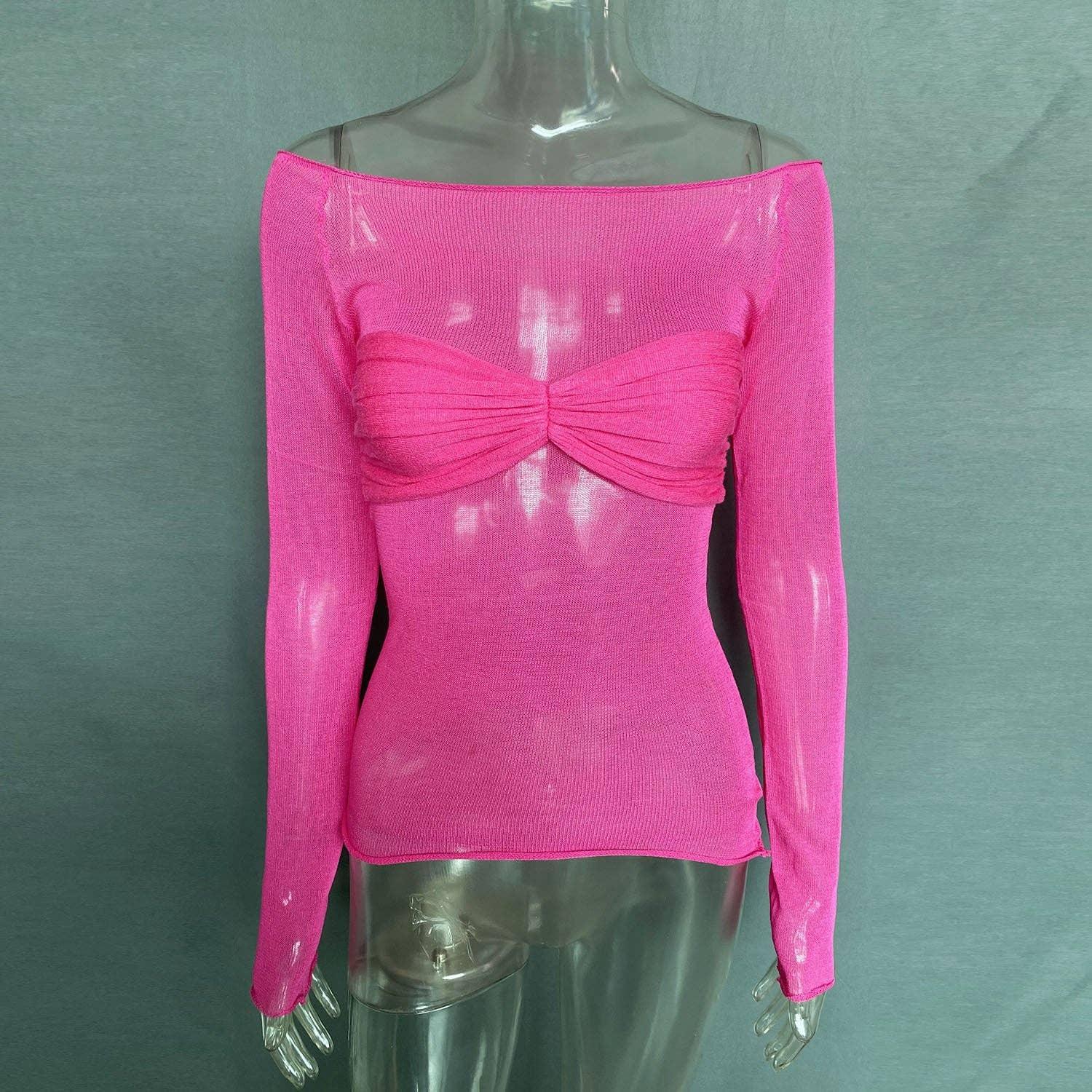 Ladies Solid See Through Cross Daily Top 21064 - SWEETKAMA