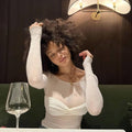 Ladies Solid See Through Cross Daily Top 21064 - SWEETKAMA
