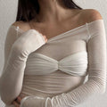 Ladies Solid See Through Cross Daily Top 21064 - SWEETKAMA