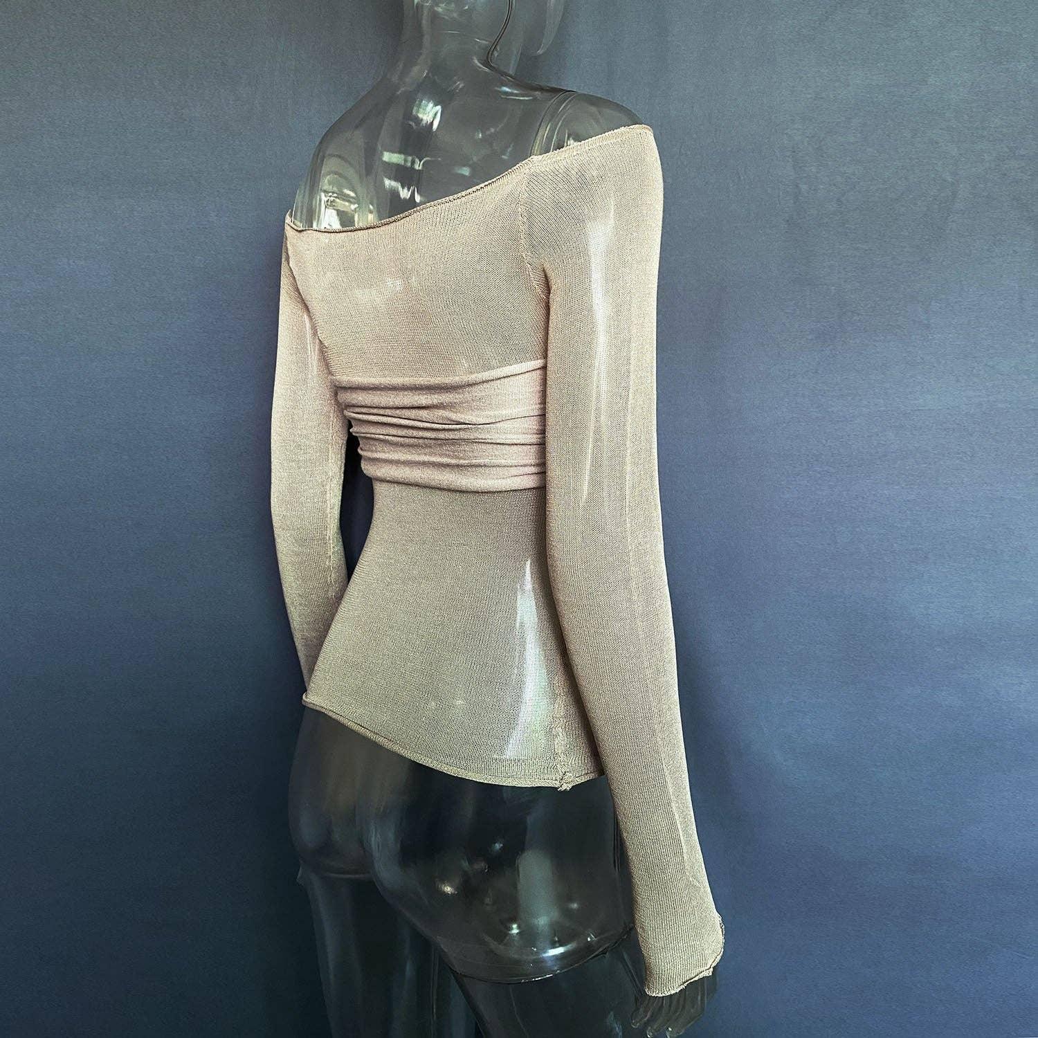Ladies Solid See Through Cross Daily Top 21064 - SWEETKAMA