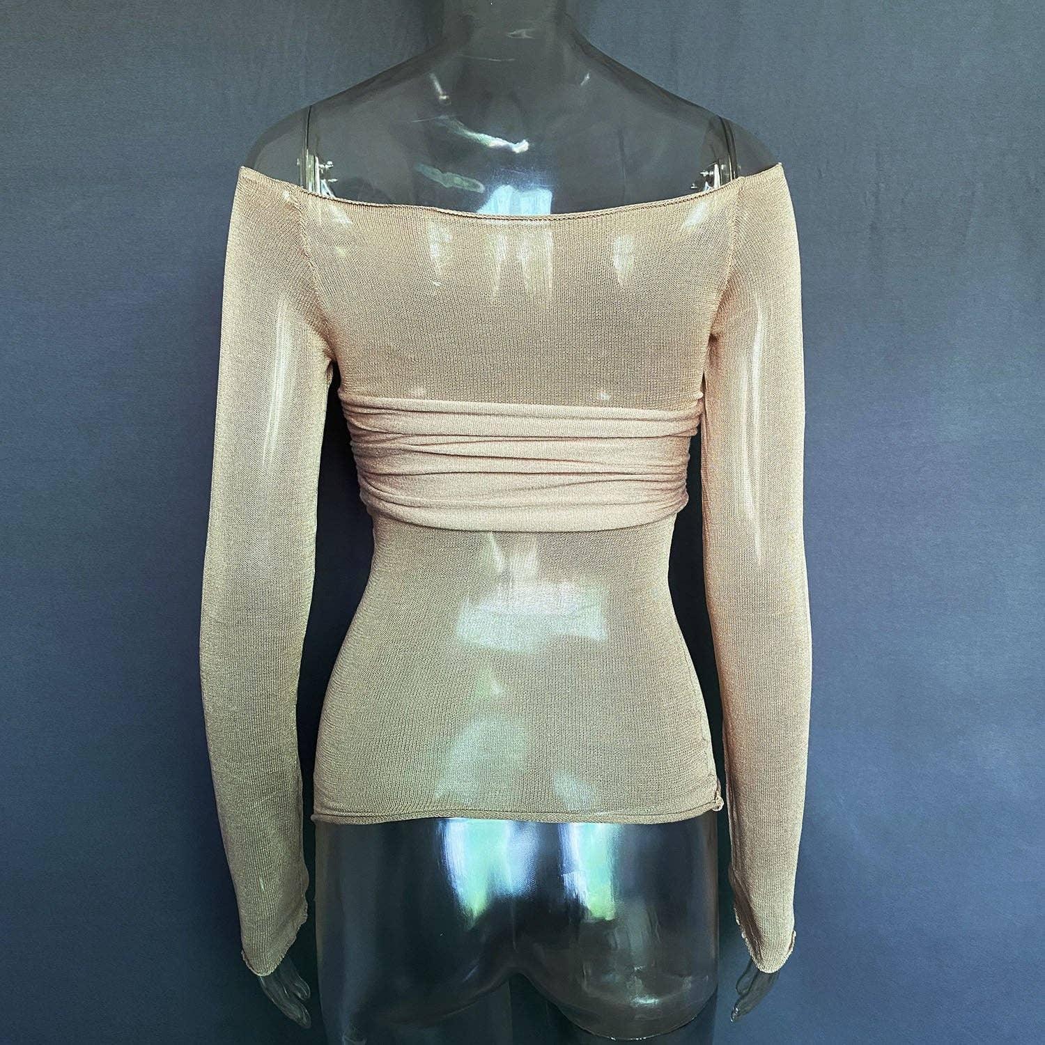 Ladies Solid See Through Cross Daily Top 21064 - SWEETKAMA