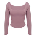 Ladies Solid Slim Fit Square Collar Basic Tee LH0609 - SWEETKAMA