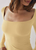 Ladies Solid Slim Fit Square Collar Basic Tee LH0609 - SWEETKAMA