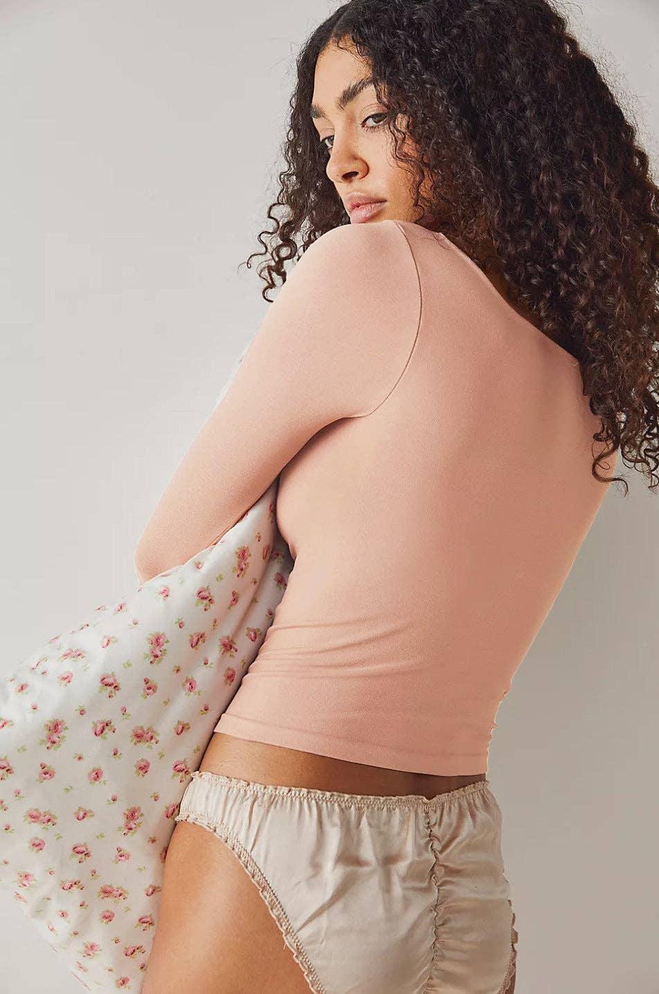 Ladies Solid Slim Fit Square Collar Basic Tee LH0609 - SWEETKAMA