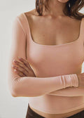 Ladies Solid Slim Fit Square Collar Basic Tee LH0609 - SWEETKAMA