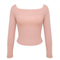 Ladies Solid Slim Fit Square Collar Basic Tee LH0609 - SWEETKAMA