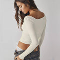 Ladies Solid Slim Fit Square Collar Basic Tee LH0609 - SWEETKAMA