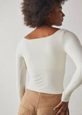 Ladies Solid Slim Fit Square Collar Basic Tee LH0609 - SWEETKAMA