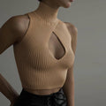 Ladies Solid Waterdrop Cutout Daily Crop Top 21063 - SWEETKAMA