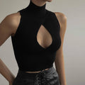 Ladies Solid Waterdrop Cutout Daily Crop Top 21063 - SWEETKAMA