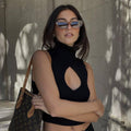 Ladies Solid Waterdrop Cutout Daily Crop Top 21063 - SWEETKAMA
