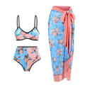 Ladies Spaghetti Strap Bikini Set with Skirt Cover Y106 - SWEETKAMA