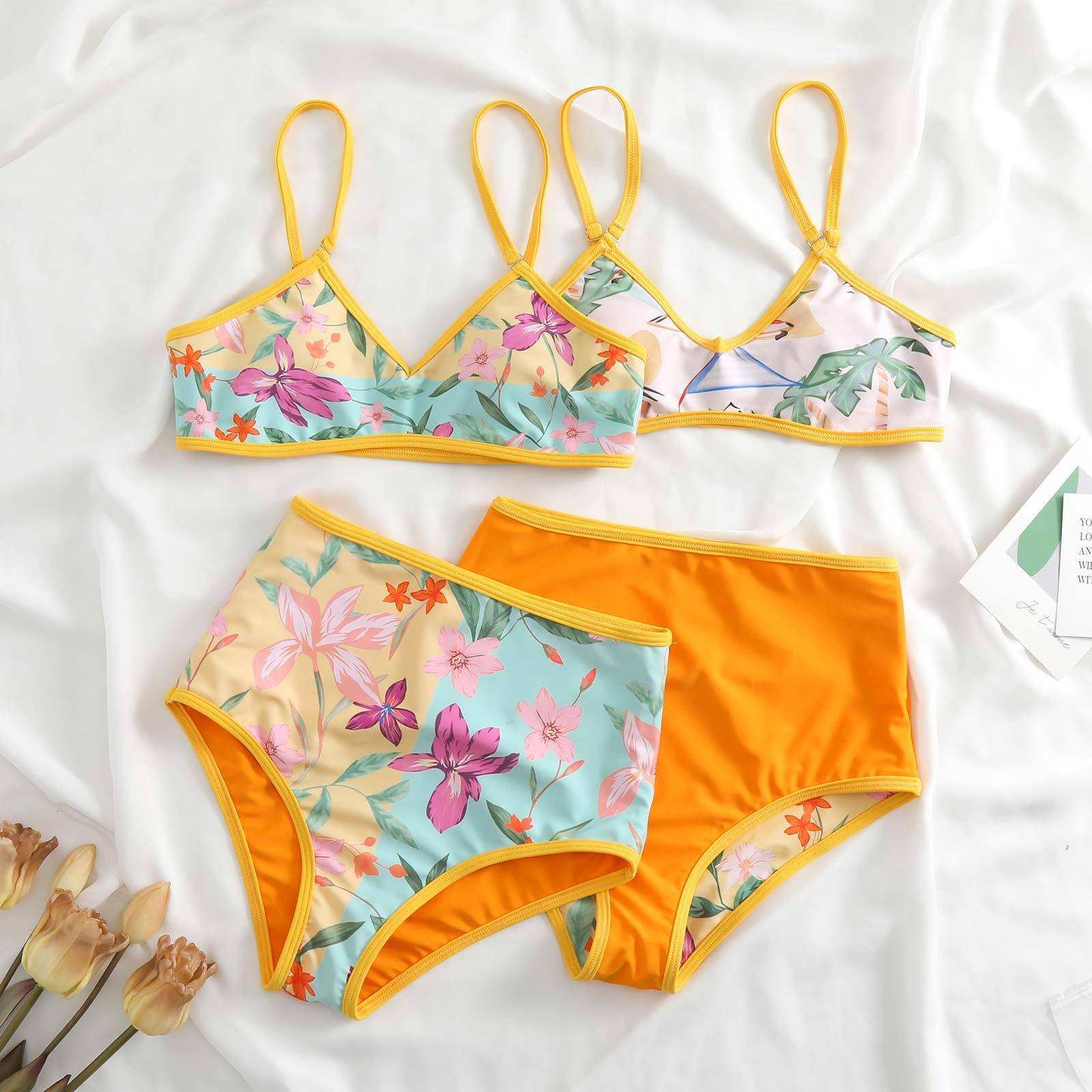Ladies Spaghetti Strap Bikini Set with Skirt Cover Y106 - SWEETKAMA
