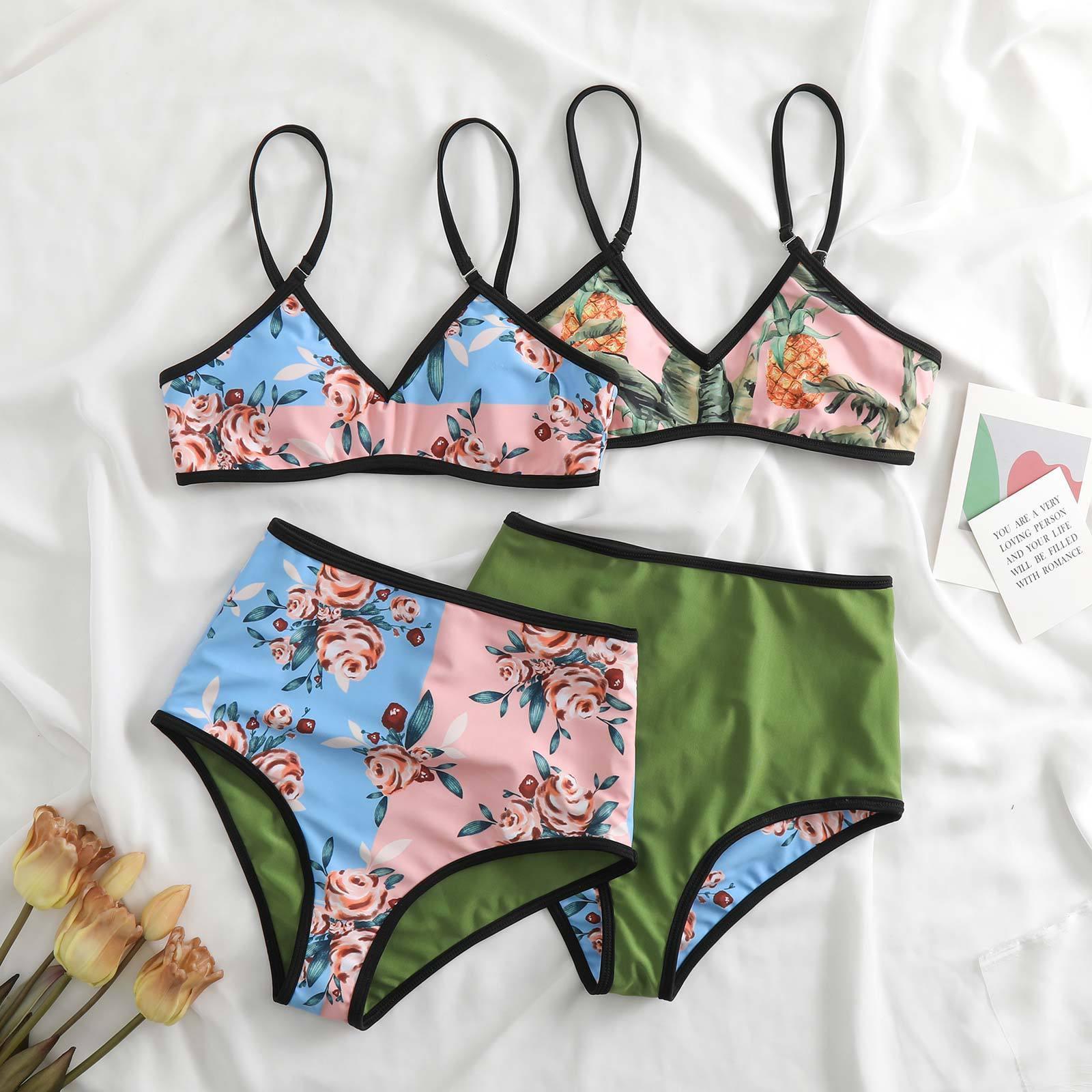 Ladies Spaghetti Strap Bikini Set with Skirt Cover Y106 - SWEETKAMA