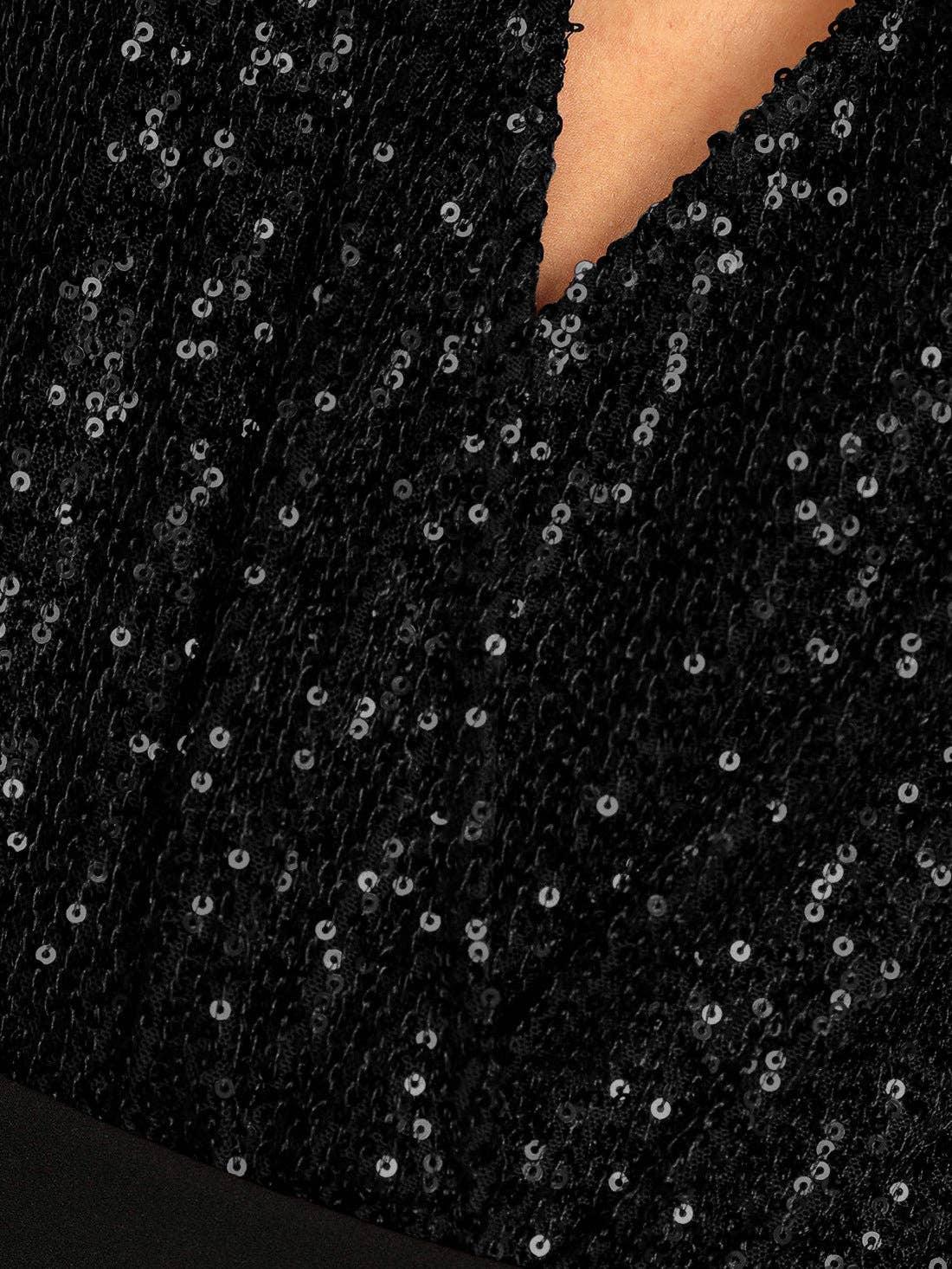 Ladies Sparkly Sequin Sleeveless V-Neck Bodysuit GKCM - SWEETKAMA