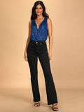 Ladies Sparkly Sequin Sleeveless V-Neck Bodysuit GKCM - SWEETKAMA