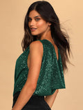 Ladies Sparkly Sequin Sleeveless V-Neck Bodysuit GKCM - SWEETKAMA