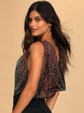 Ladies Sparkly Sequin Sleeveless V-Neck Bodysuit GKCM - SWEETKAMA