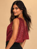 Ladies Sparkly Sequin Sleeveless V-Neck Bodysuit GKCM - SWEETKAMA