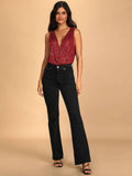 Ladies Sparkly Sequin Sleeveless V-Neck Bodysuit GKCM - SWEETKAMA