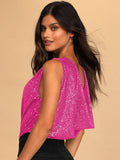 Ladies Sparkly Sequin Sleeveless V-Neck Bodysuit GKCM - SWEETKAMA