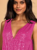 Ladies Sparkly Sequin Sleeveless V-Neck Bodysuit GKCM - SWEETKAMA