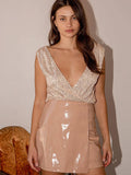 Ladies Sparkly Sequin Sleeveless V-Neck Bodysuit GKCM - SWEETKAMA