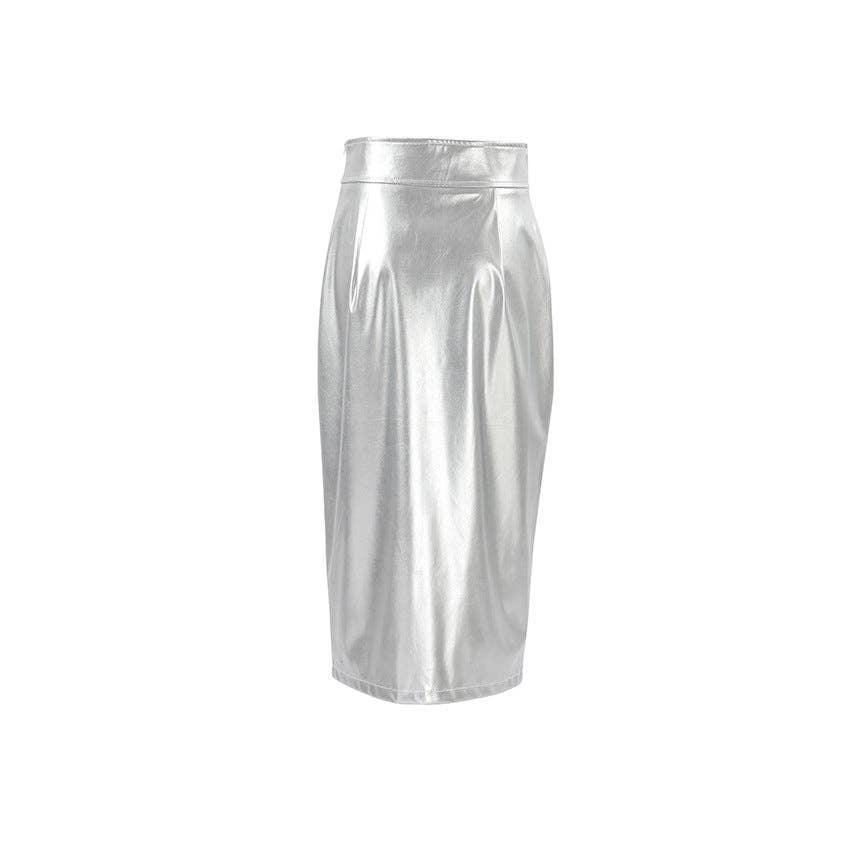 Ladies Split Leather Midi Skirt BSQ3632 - SWEETKAMA