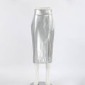 Ladies Split Leather Midi Skirt BSQ3632 - SWEETKAMA