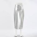 Ladies Split Leather Midi Skirt BSQ3632 - SWEETKAMA