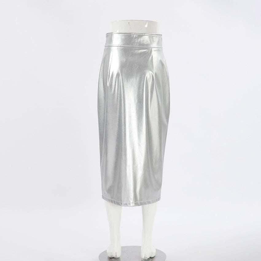 Ladies Split Leather Midi Skirt BSQ3632 - SWEETKAMA