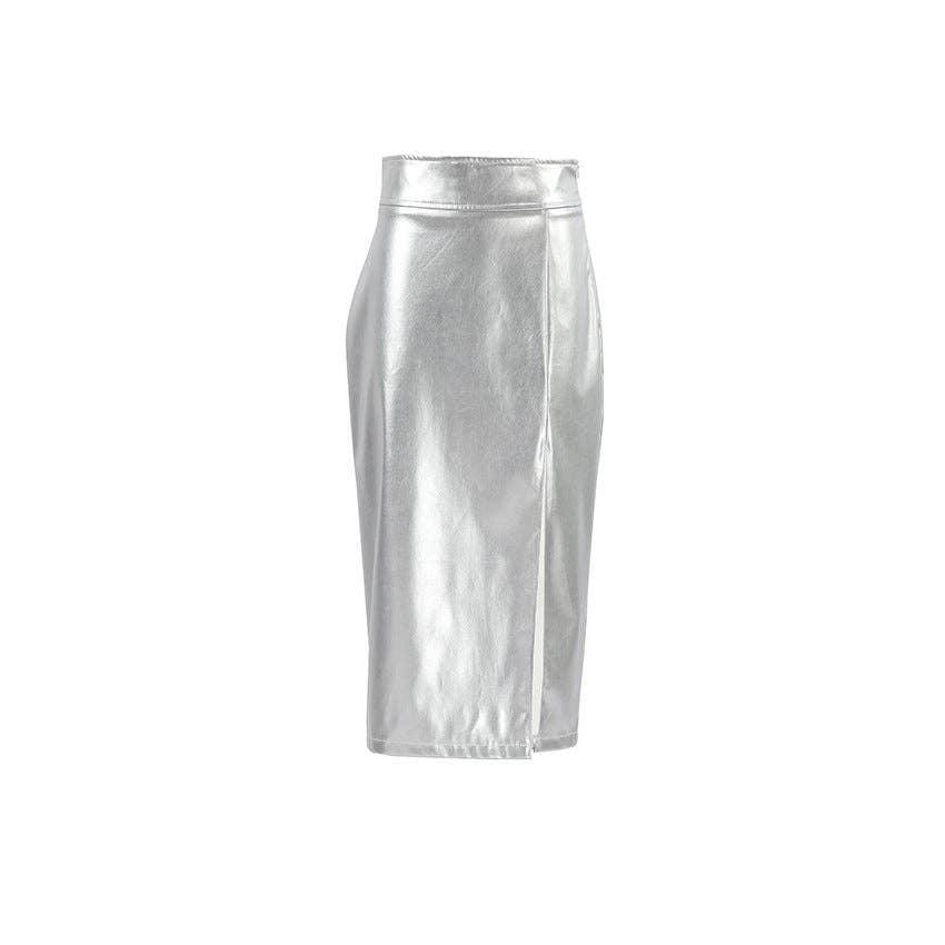 Ladies Split Leather Midi Skirt BSQ3632 - SWEETKAMA