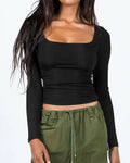 Ladies Square Neck Solid Color Casual Tee ESVO - SWEETKAMA