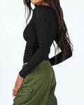 Ladies Square Neck Solid Color Casual Tee ESVO - SWEETKAMA