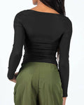 Ladies Square Neck Solid Color Casual Tee ESVO - SWEETKAMA