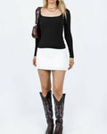 Ladies Square Neck Solid Color Casual Tee ESVO - SWEETKAMA