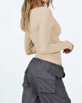 Ladies Square Neck Solid Color Casual Tee ESVO - SWEETKAMA