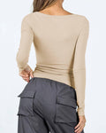 Ladies Square Neck Solid Color Casual Tee ESVO - SWEETKAMA