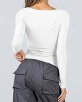 Ladies Square Neck Solid Color Casual Tee ESVO - SWEETKAMA