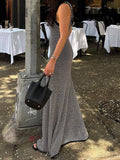 Ladies Strap Shoulder Sleeveless Maxi Dresses 086# - SWEETKAMA