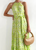 Ladies Strape Shoulder Argyle Print Daily Midi Dress 23278 - SWEETKAMA