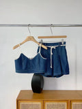 Ladies Strape Shoulder Denim Mini Dress SKST392 - SWEETKAMA
