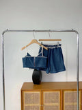 Ladies Strape Shoulder Denim Mini Dress SKST392 - SWEETKAMA
