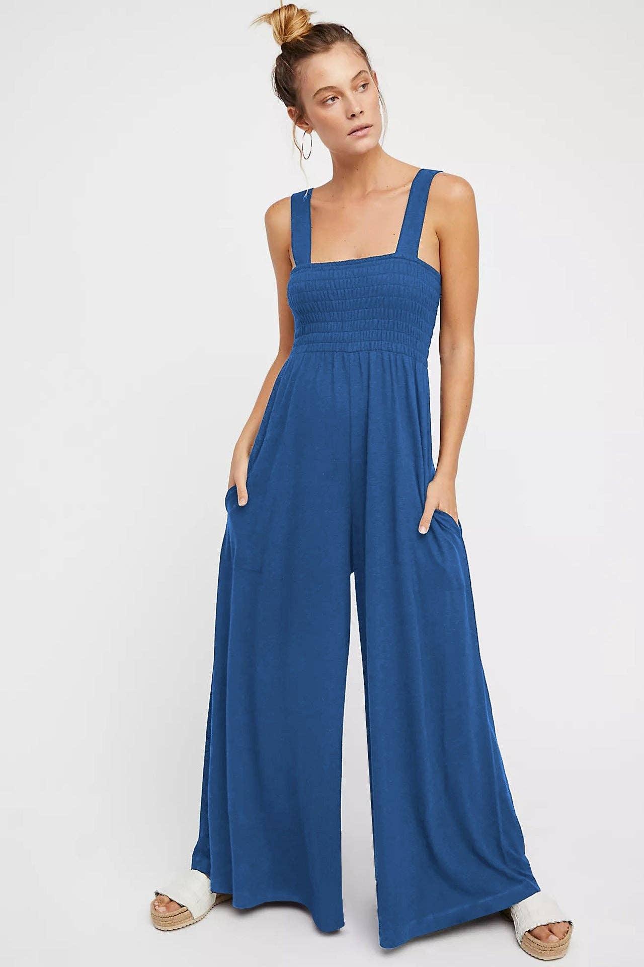 Ladies Strape Wide Leg Jumpsuits GKAX - SWEETKAMA